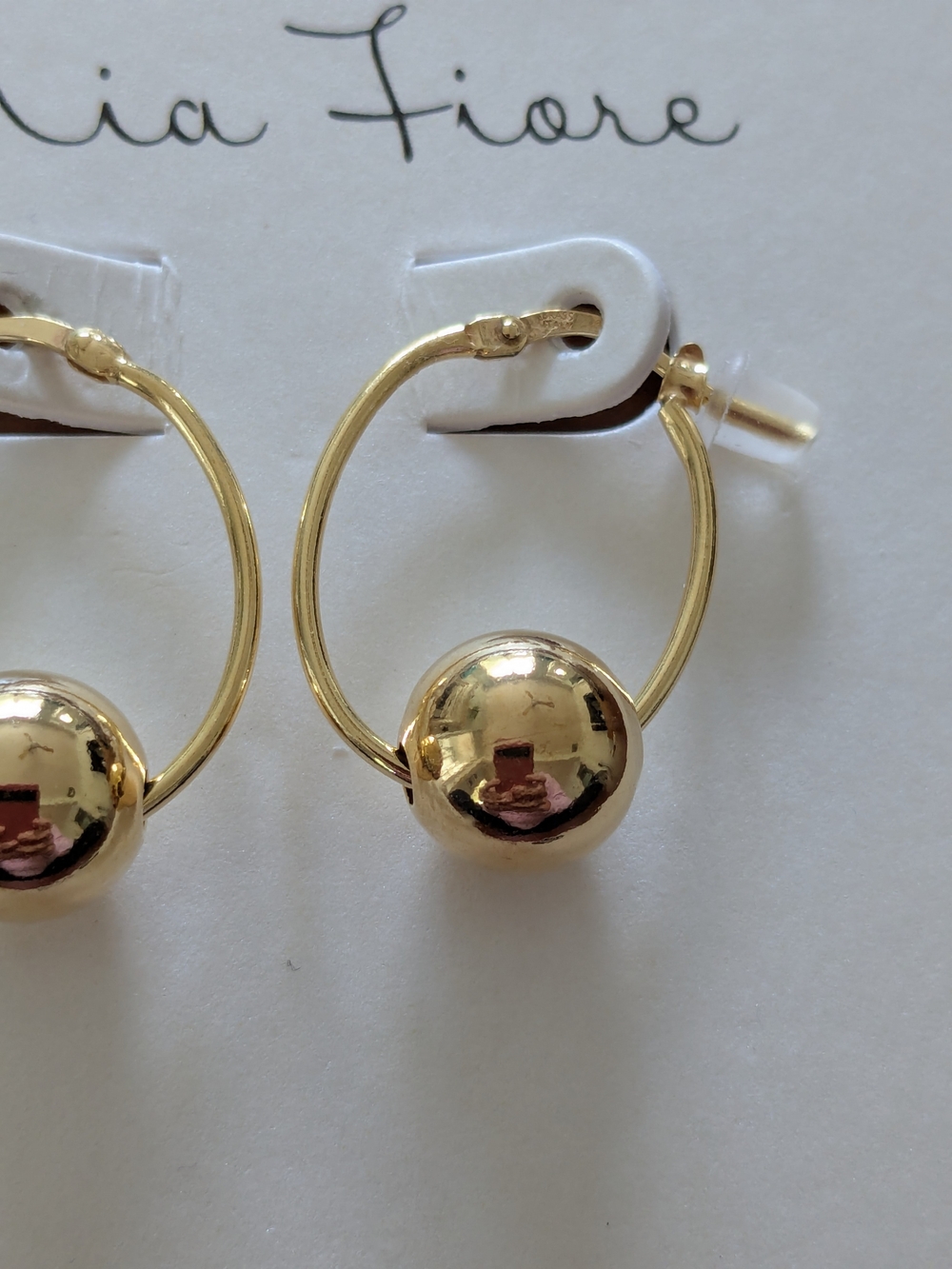 Mia Fiore 18kt Gold Plated Hoop Earrings with Polished Bead NEW